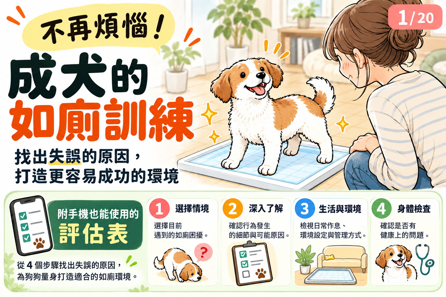 附手機也能使用的評估表：選擇情境、深入了解、生活與環境、身體檢查4個步驟